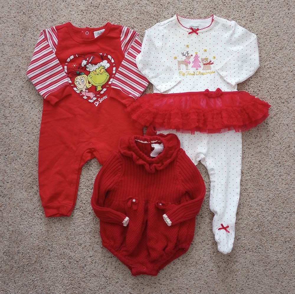 Christmas Footies And Onesies 6-9 Months